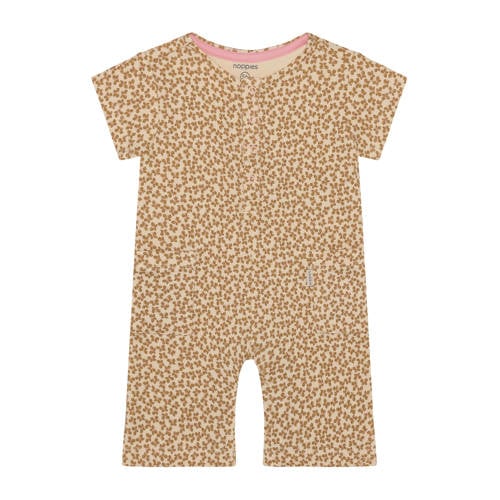 Noppies baby gebloemde A-lijn jumpsuit lichtbruin Meisjes Katoen Ronde hals - maat 62 afbeelding