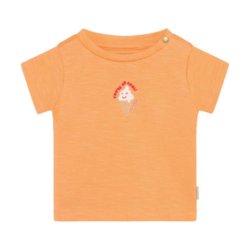 Noppies baby T-shirt oranje Meisjes Stretchkatoen Ronde hals Printopdruk - maat 80 afbeelding