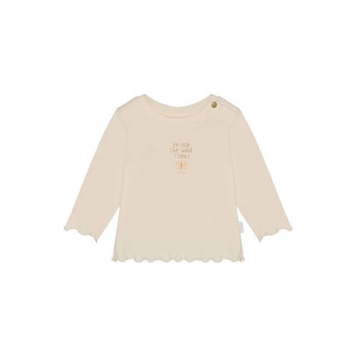 Noppies baby longsleeve ecru Meisjes Stretchkatoen Ronde hals Printopdruk - maat 62 afbeelding