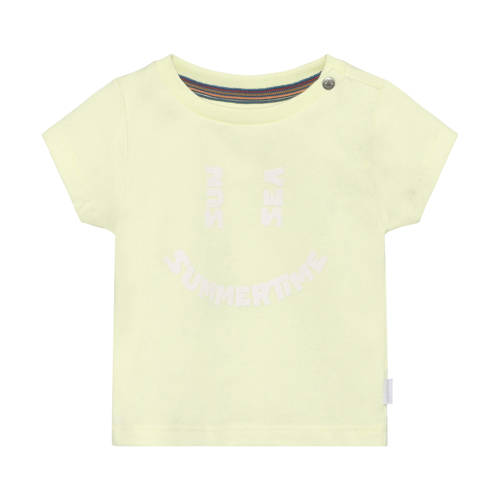 Noppies baby T-shirt lichtgeel Jongens Stretchkatoen Ronde hals Tekst - maat 92 afbeelding