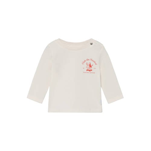 Noppies baby longsleeve met backprint wit Jongens Stretchkatoen Ronde hals