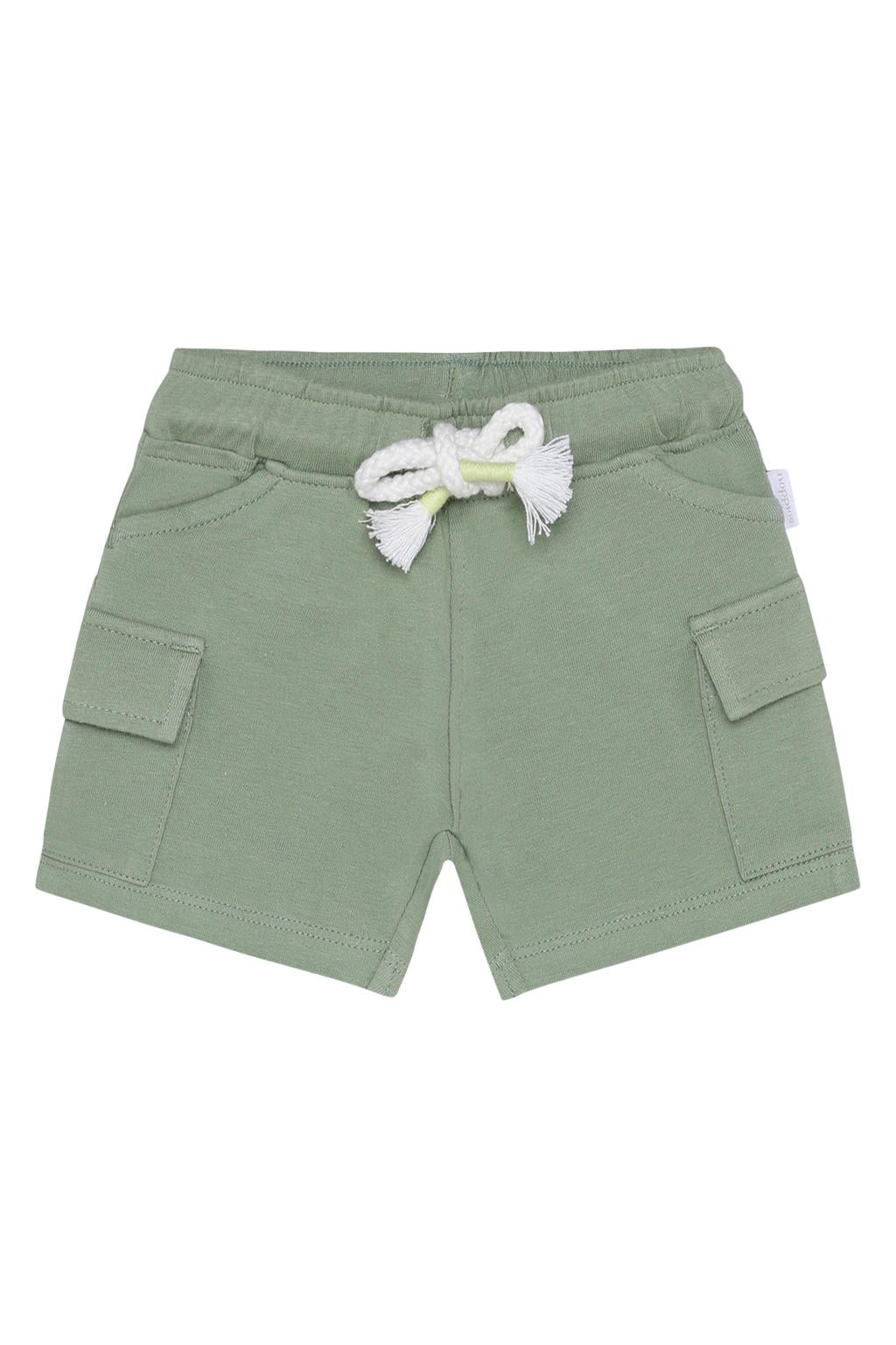 Groene jongens Noppies baby regular waist sweatshort van katoen met elastische tailleband met koord en effen
