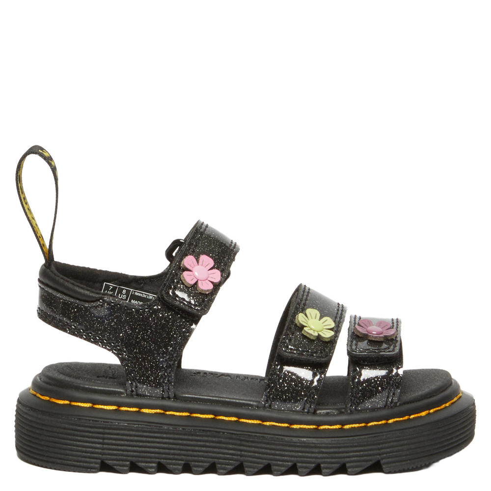 Zwarte meisjes Dr. Martens sandalen glitter van imitatieleer