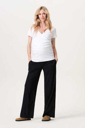 wide leg high waist zwangerschaps casual broek zwart