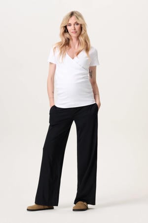 wide leg high waist zwangerschaps casual broek zwart