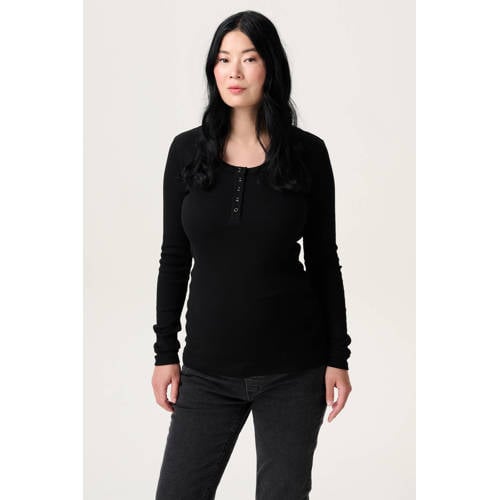 Noppies maternity zwangerschaps- en voedings longsleeve zwart Dames Stretchkatoen Ronde hals - maat XS afbeelding