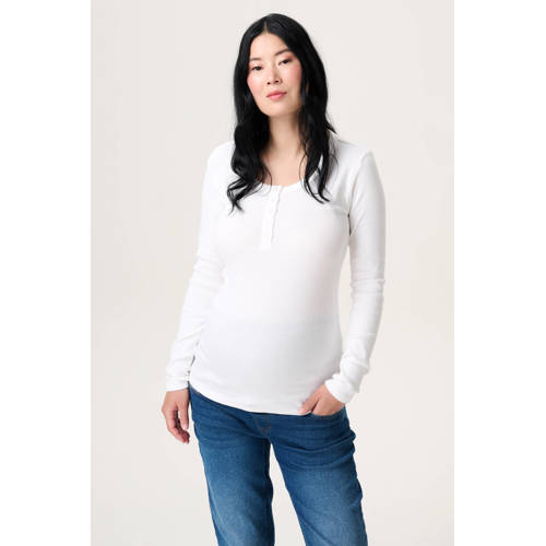 Noppies maternity zwangerschaps- en voedings longsleeve wit Dames Stretchkatoen Ronde hals - maat XL afbeelding