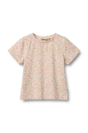 gebloemde T-shirt lichtroze