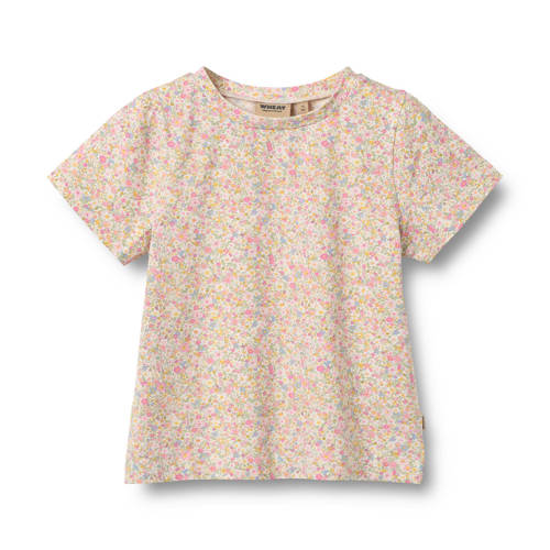 Wheat gebloemde T-shirt lichtroze Meisjes Stretchkatoen Ronde hals All over print - maat 110 afbeelding