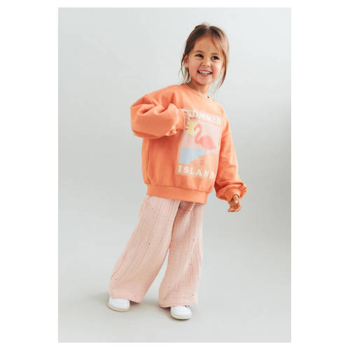 Wheat sweater oranje Meisjes Katoen Ronde hals Printopdruk - maat 128 afbeelding