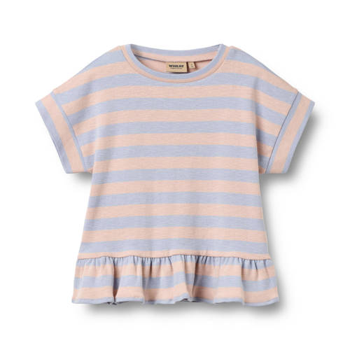 Wheat gestreepte T-shirt blauw Meisjes Katoen Ronde hals Streep - maat 104 afbeelding