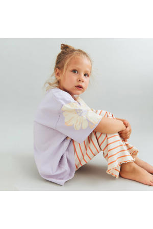 gebloemde T-shirt lila