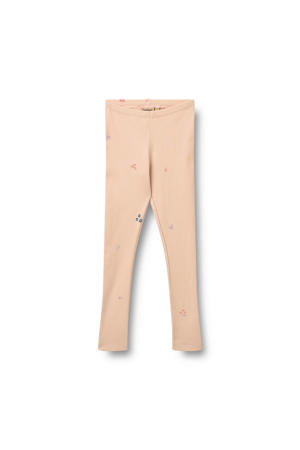 gebloemde legging oranje rib gebreid