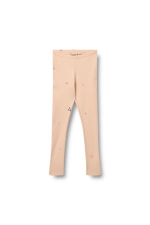 gebloemde legging oranje rib gebreid