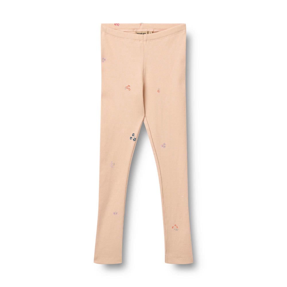 Oranje meisjes Wheat gebloemde legging rib gebreid van stretchkatoen met elastische tailleband