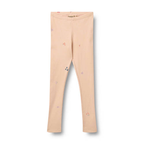 Wheat gebloemde legging oranje rib gebreid Meisjes Stretchkatoen Bloemen - maat 116 afbeelding