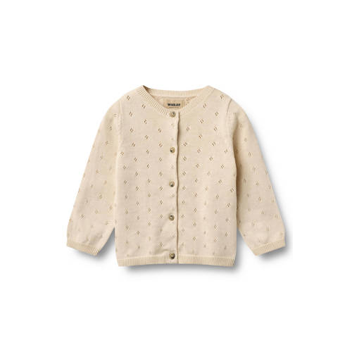 Wheat vest fijn gebreid lichtbeige Meisjes Katoen Ronde hals Effen - maat 92 afbeelding