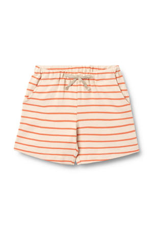 regular waist gestreepte sweatshort oranje