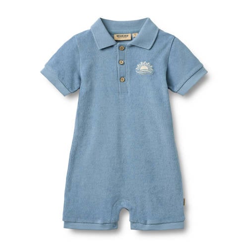 Wheat badstof jumpsuit blauw Effen - maat 86 | Jumpsuit van Wheat afbeelding