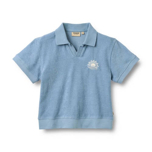 Wheat T-shirt blauw Polo Jongens Badstof Polokraag Effen - maat 104 afbeelding
