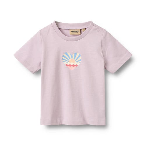 Wheat T-shirt lila Paars Meisjes Katoen Ronde hals Printopdruk - maat 92 afbeelding
