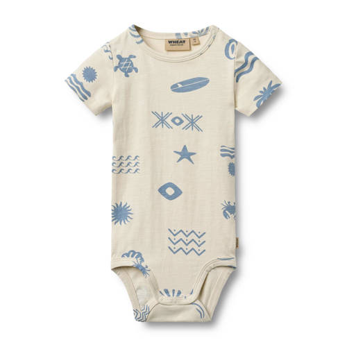 Wheat romper ecru Jongens Stretchkatoen Ronde hals All over print - maat 56 afbeelding