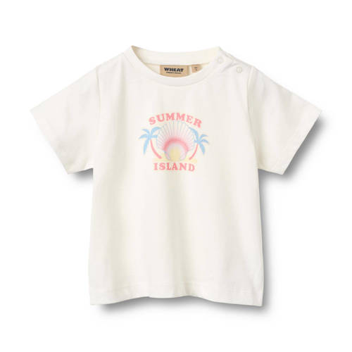 Wheat T-shirt offwhite Wit Meisjes Katoen Ronde hals Printopdruk - maat 74 afbeelding
