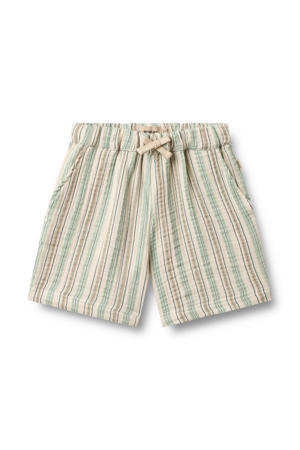 regular waist gestreepte casual short groen met textuur