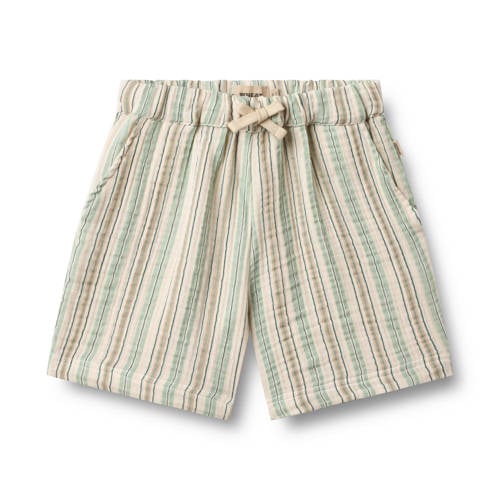 Wheat regular waist gestreepte casual short groen met textuur Korte broek Jongens Katoen - maat 116 afbeelding