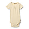 Wheat romper rib structuur lichtgeel