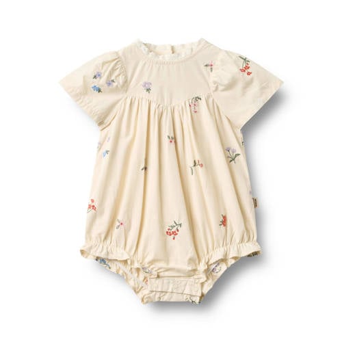 Wheat gebloemde playsuit ecru broderie Meisjes Katoen Ronde hals Bloemen - maat 74 afbeelding
