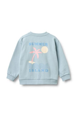 sweater met backprint lichtblauw