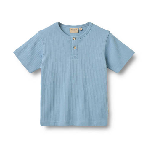 Wheat T-shirt blauw Jongens Katoen Henleykraag Effen - maat 122 afbeelding