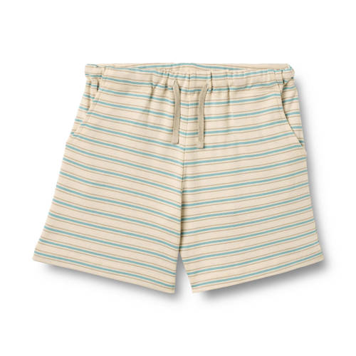 Wheat gestreept sweatshort beige/blauw Korte broek Streep - maat 128 afbeelding