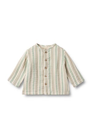 gestreept casual overhemd beige/blauw