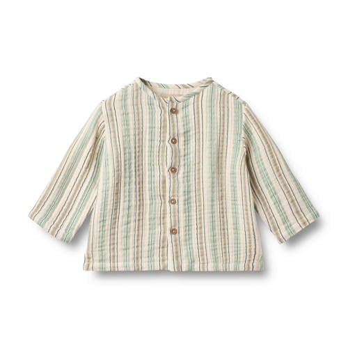 Wheat gestreept casual overhemd beige/blauw Jongens Katoen Ronde hals Streep - maat 80 afbeelding