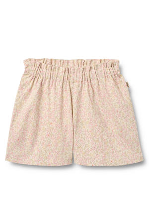 regular waist gebloemde casual short lichtroze