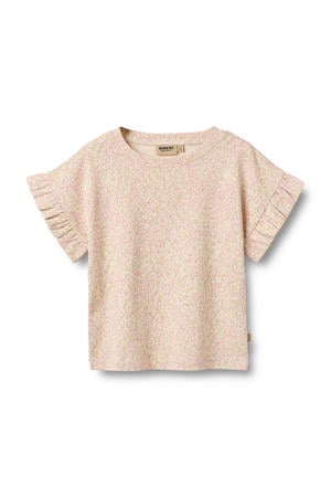 gebloemde T-shirt lichtroze