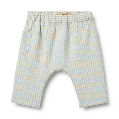 Wheat regular waist gestreepte babybroek lichtblauw met textuur Jongens Katoen - maat 92 afbeelding