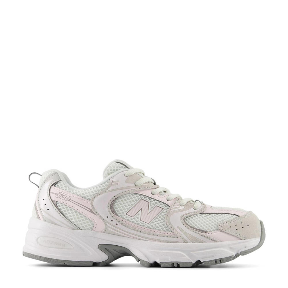 Lichtroze jongens en meisjes New Balance sneakers van mesh-suède/voering: mesh/voetbed: eva met veters