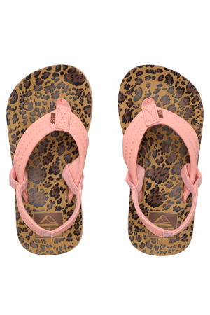 teenslippers met hielbandje panterprint/roze