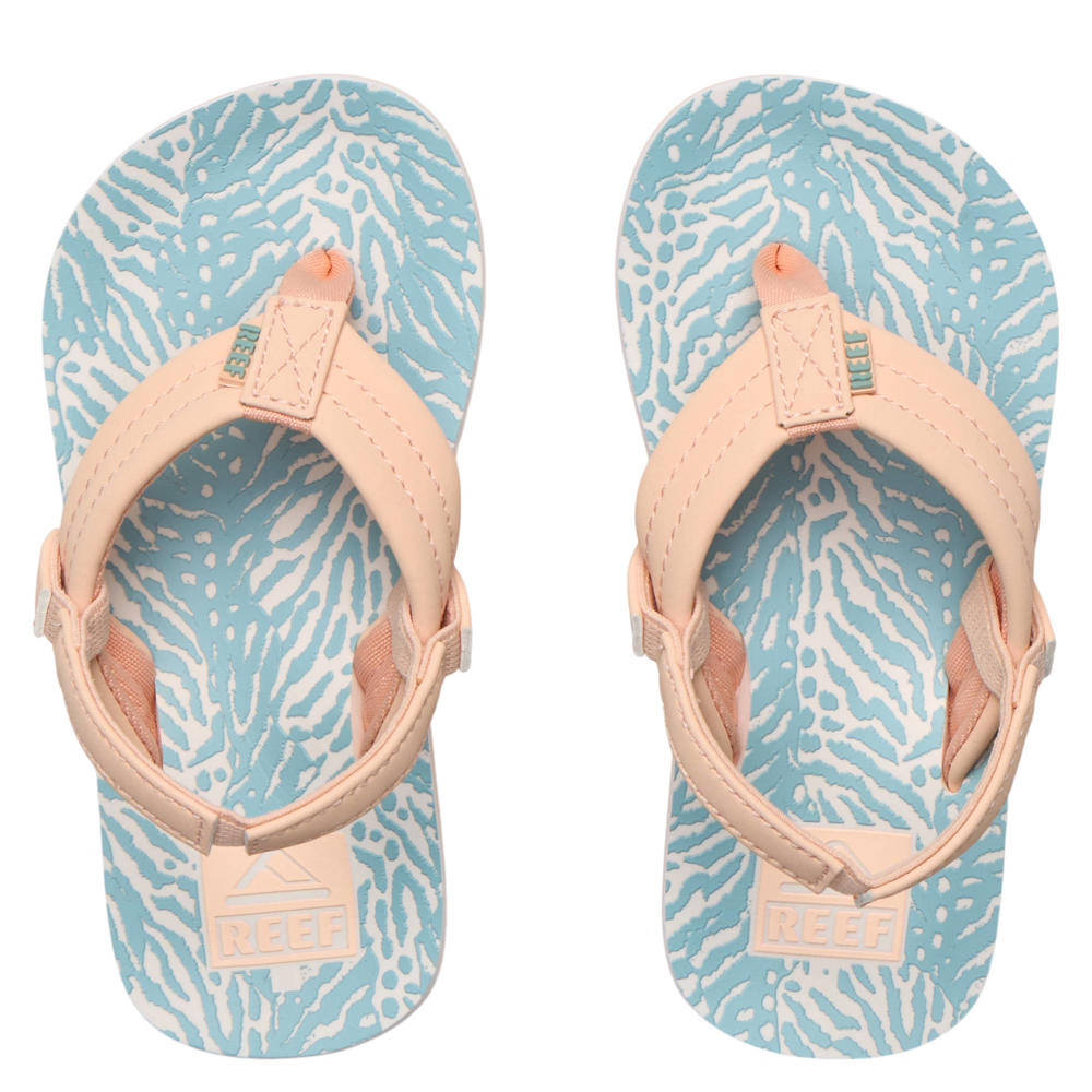Blauwe meisjes Reef teenslippers koraal van 95% rubber plastic/5% textiel met klittenband