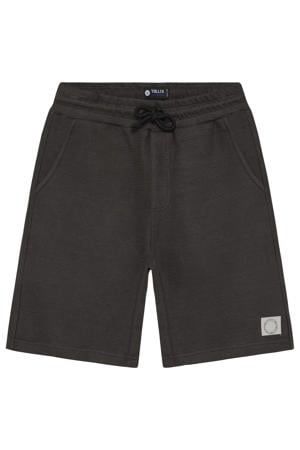 straight regular waist sweatshort grijs met textuur