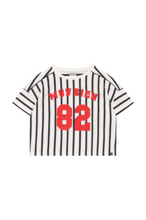 gestreepte T-shirt zwart