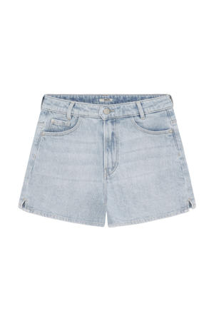 wide leg high waist short light blue denim