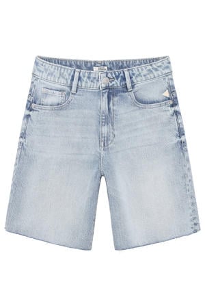 regular waist short light blue denim
