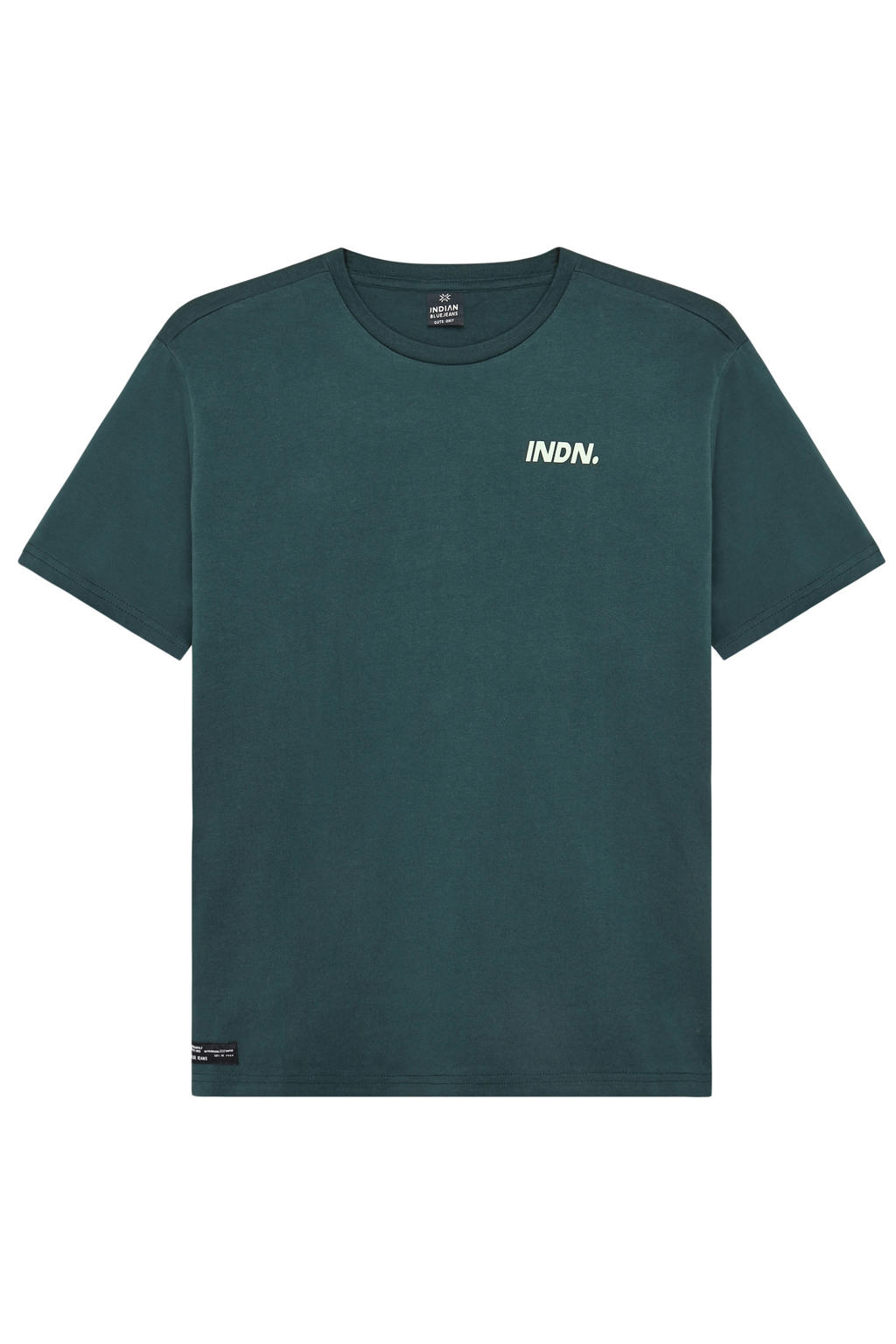Donkergroene jongens Indian Blue Jeans T-shirt van katoen met backprint, korte mouwen en ronde hals