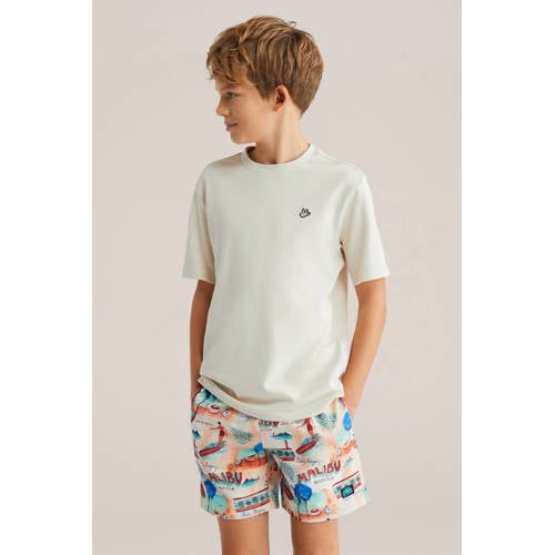 WE Fashion zwemshort ecru/multi Jongens Polyester All over print - maat 110/116 afbeelding