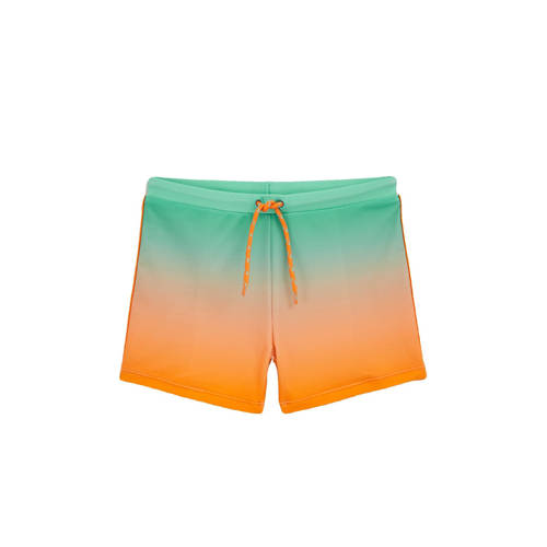 WE Fashion zwemboxer turquoise/oranje Blauw Jongens Polyamide Dip-dye - maat 110/116 afbeelding