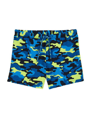 zwemboxer donkerblauw/neon geel